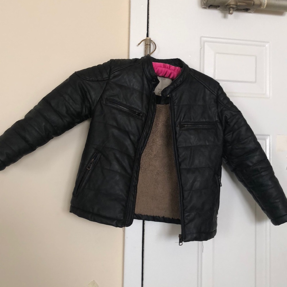 Zara Boys Leather Moto Jacket ! Size 7